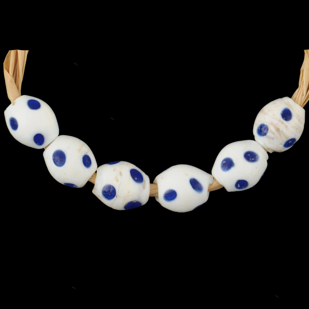 Antique Venetian Skunk Fancy Wound Glass Trade Beads - 6X7Mm