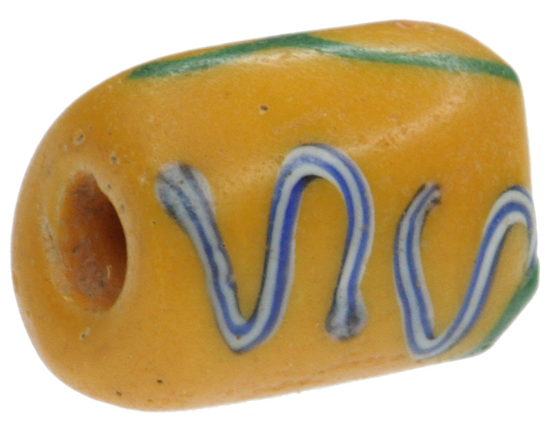 Rare Triangular Antique Venetian Fancy Wound Glass African Trade Bead - angled shot