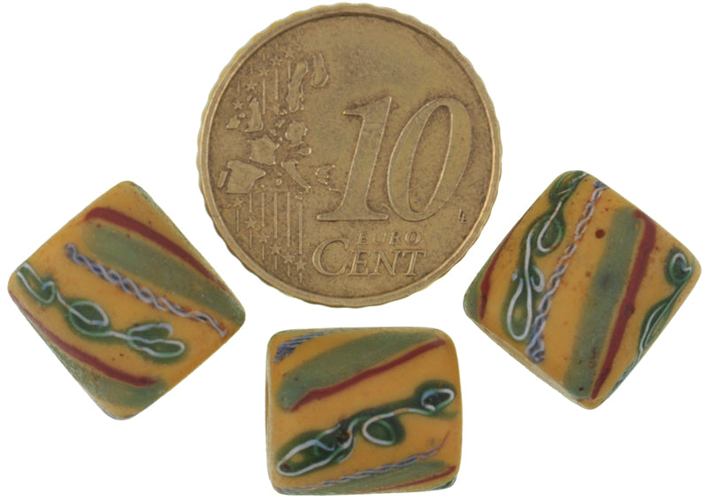 Rare Antique Venetian Wound Glass Trade Beads With Fancy Trail Design, 12X11Mm - alternate view