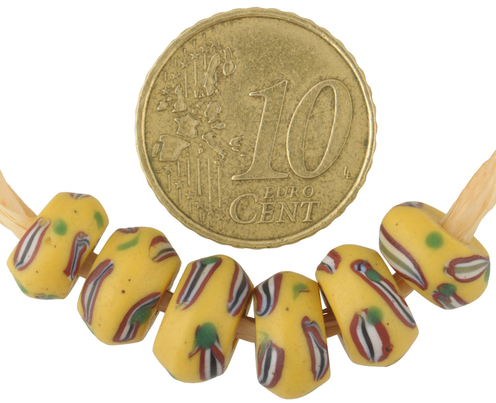 Rare Antique Venetian Fancy Disk Glass Trade Beads With Trail Decoration - alternate view