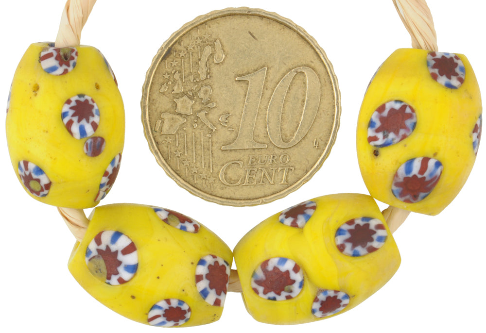 Antique Large Oval Millefiori Venetian Mosaic African Trade Beads - alternate view