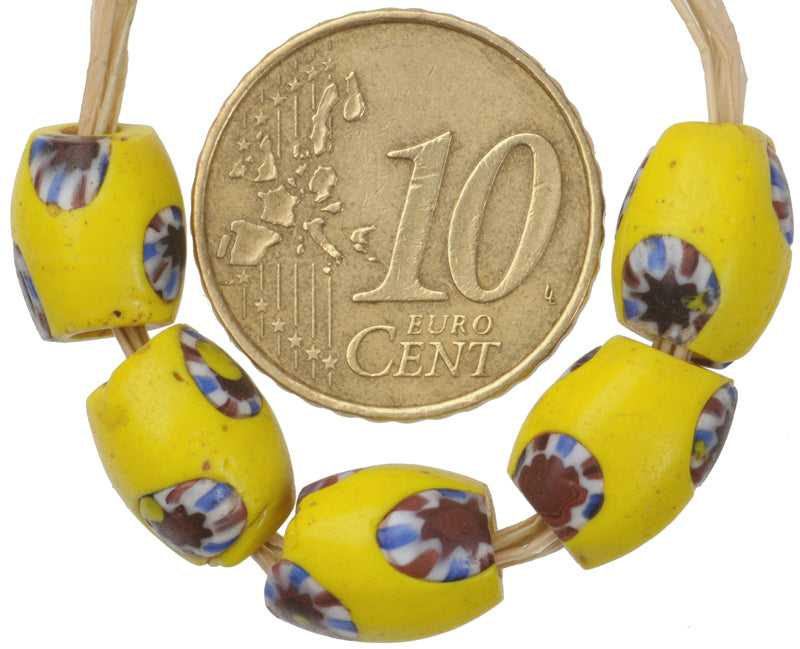 Antique Venetian Oval Millefiori Mosaic Glass Trade Beads - African Trade - alternate view