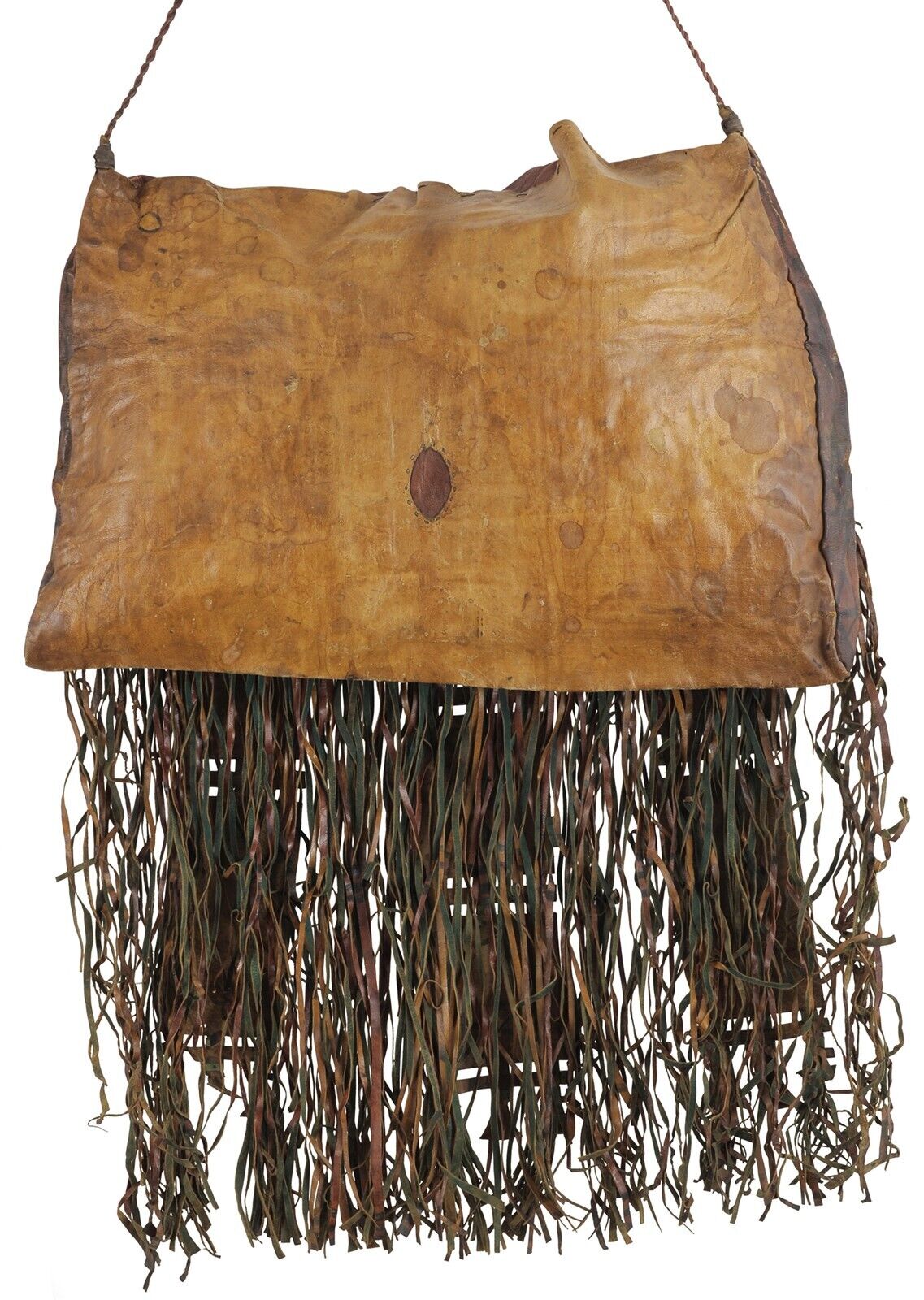Tuareg Leather Camel Bag Niger Peul Fula African Sahara - zoomed-in detail
