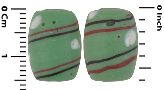 Rare Antique Green Eye Fancy Venetian Lampwork Glass Trade Beads - alternate view