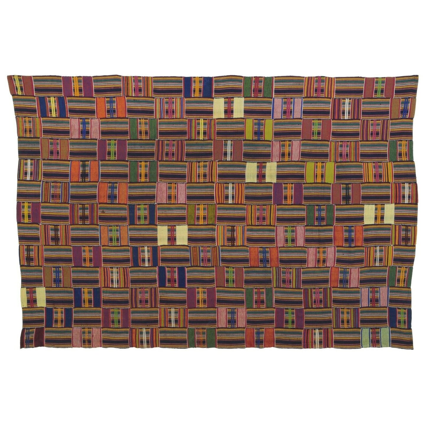 Vintage 1970s Handwoven Ewe Kente Cloth – 71¼″×48¼″ Volta, Ghana
