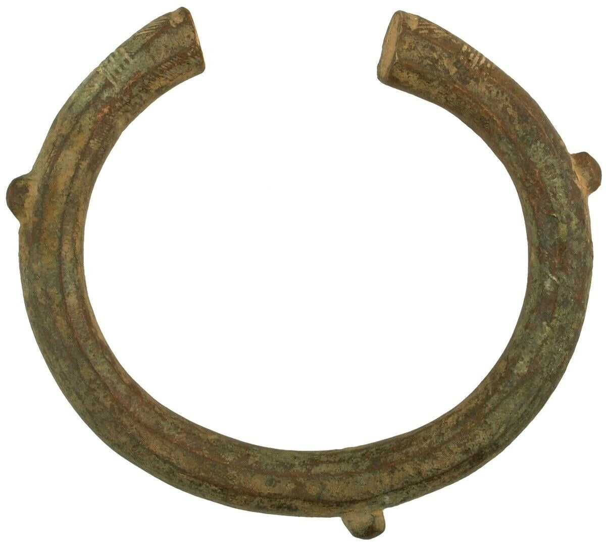 Antique Brass Bronze Bracelet Currency African Akan Ghana Burkina Faso - close-up
