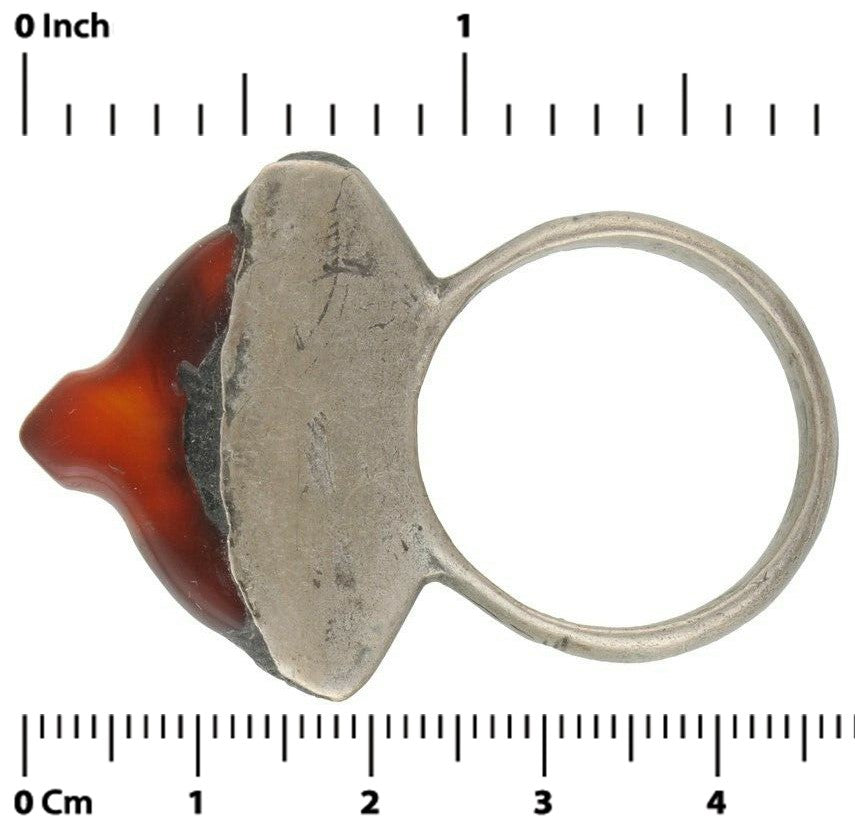 Vintage Tuareg Silver Ring with Carnelian – Sahara Nomad Ethnic Jewelry