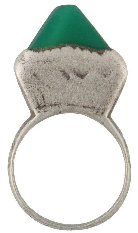 Tuareg Silver Ring with Green Glass Insert – TribalGH