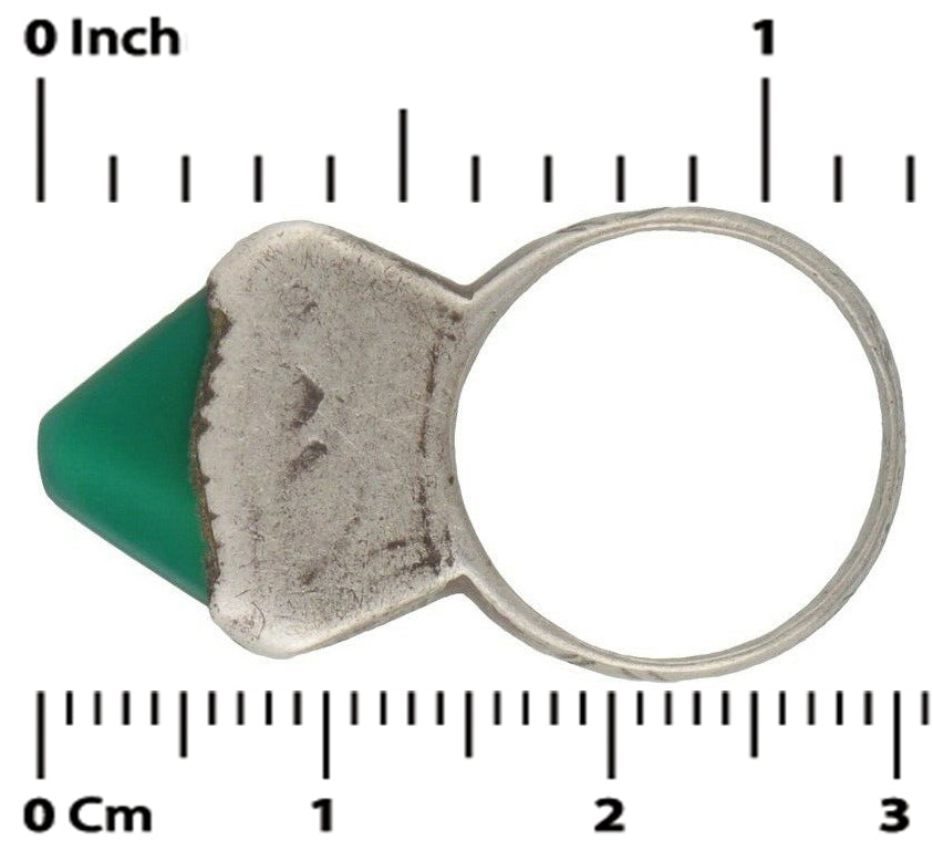 Tuareg Silver Ring with Green Glass Insert – TribalGH
