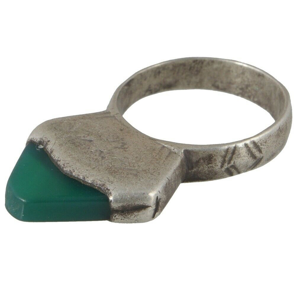 Tuareg Silver Ring with Green Glass Insert – TribalGH