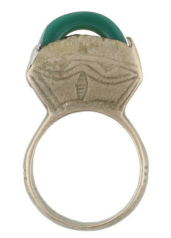 Authentic Tuareg Silver Ring – Green Glass – TribalGH