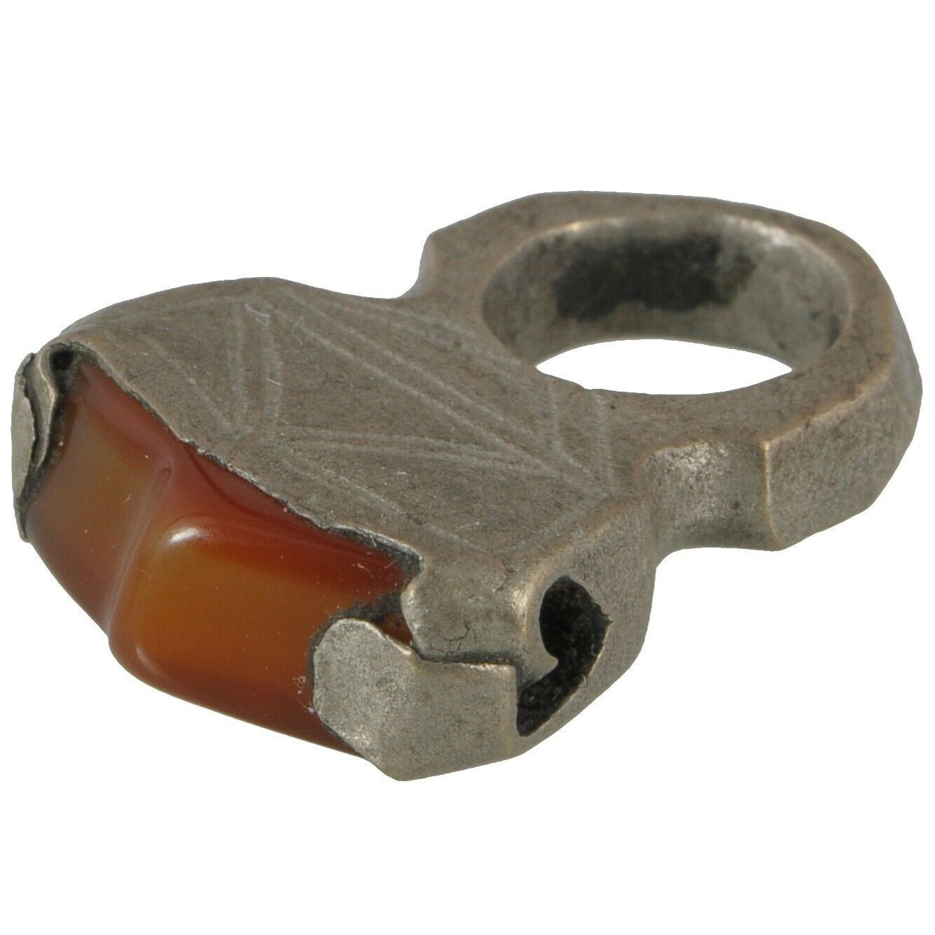 Vintage Tuareg Silver Hair Ornament with Agate – Ethnic Jewelry