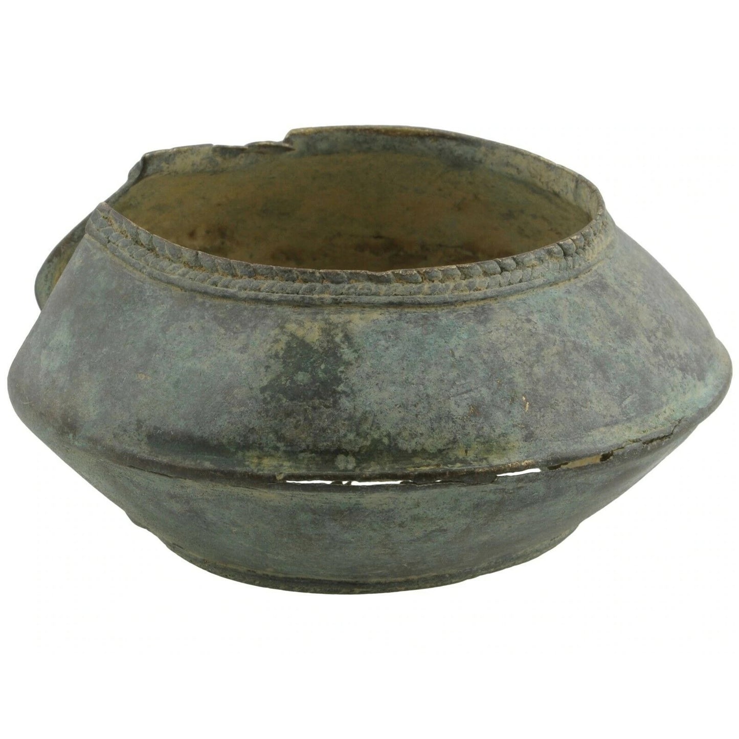 Antique African Brass Bronze Cuff Bracelet Currency Akan Fulani Ghana Ethnic Art - angled shot