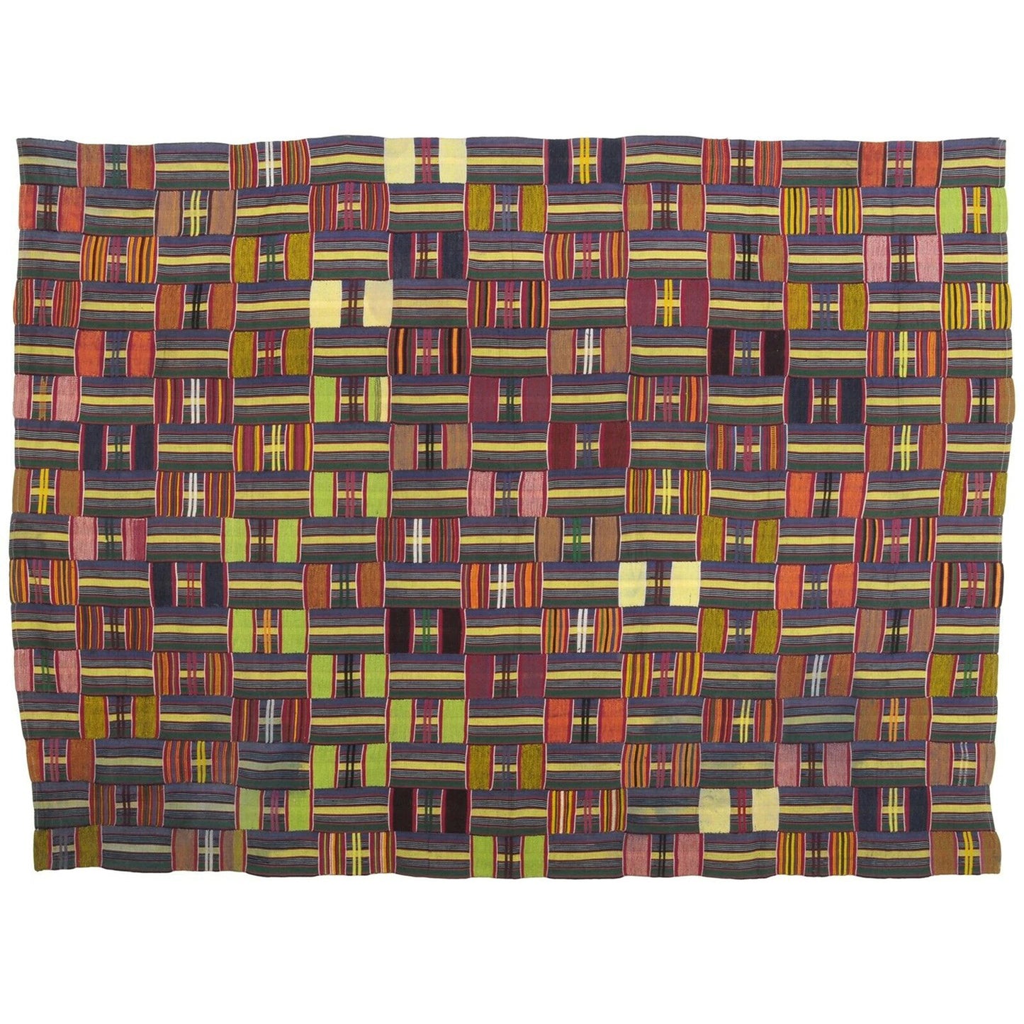 Vintage Handwoven Ewe Kente Cloth – 1970s Ghana Woman Size