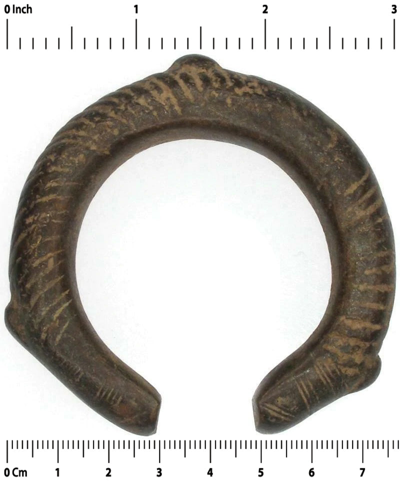 Antique Brass Bronze Bracelet Currency African Fulani Ghana Art Authentic - zoomed-in detail