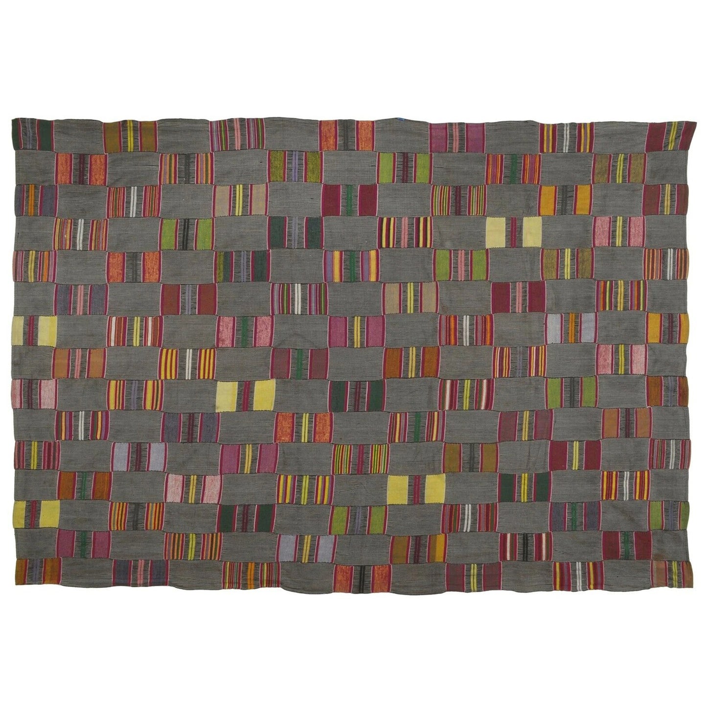 Old Hand Woven Kente African Ewe Ghana Cloth Textile Art Decoration Guinea Fowl