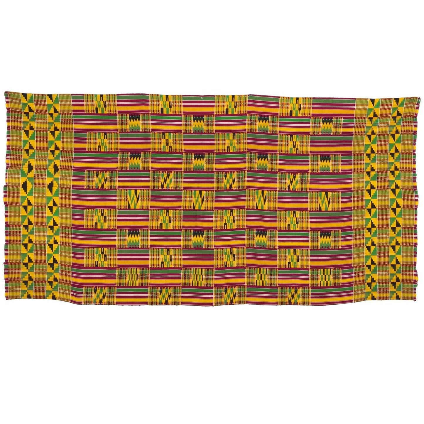 Handwoven Ashanti Kente Woman Size 80¾″ × 40½″ – Vintage 1970s Ghana Cloth