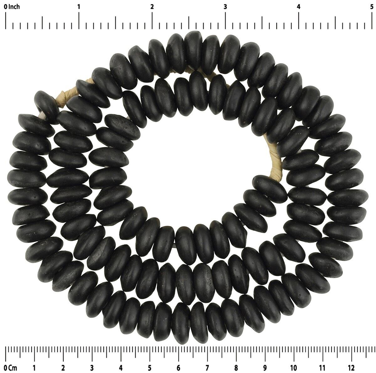Authentic African Trade Krobo Glass Beads - 12-14Mm, 24.5" Strand - close-up