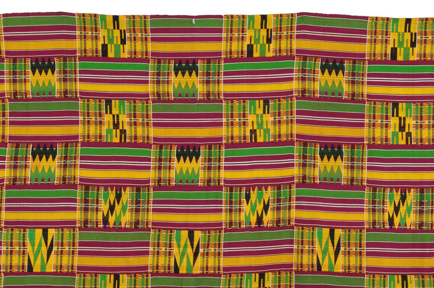 Handwoven Ashanti Kente Woman Size 80¾″ × 40½″ – Vintage 1970s Ghana Cloth