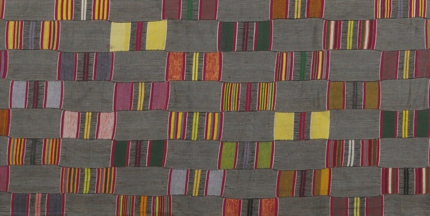 Old Hand Woven Kente African Ewe Ghana Cloth Textile Art Decoration Guinea Fowl - alternate view