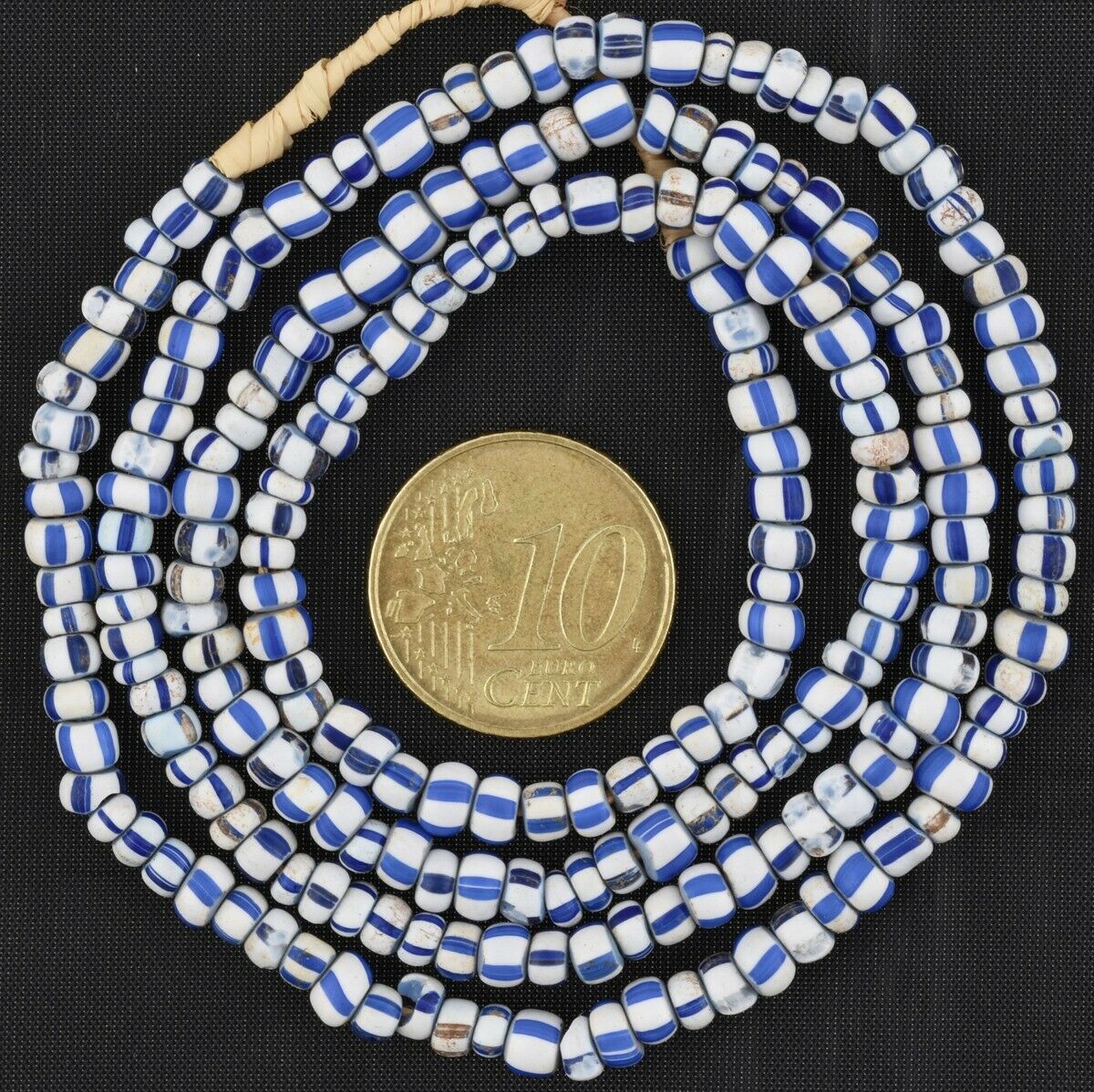 Rare Old Venetian Blue‑Core Tiny Seed Bead Strand 3‑4 mm