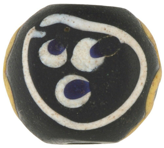Old African Trade Bead Baule Face Venetian Glass Bead Black Fancy Lampwork Rare - alternate view
