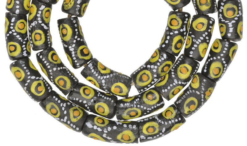 Exquisite Ghana Fancy Powder Glass Beads - African Trade Beads - alternate view