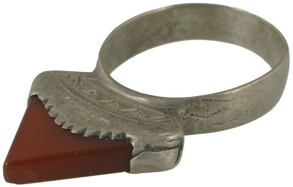 Old Tuareg Ring Silver Ethnic Jewelry African Niger Nigeria Mali West Africa - enhanced texture view