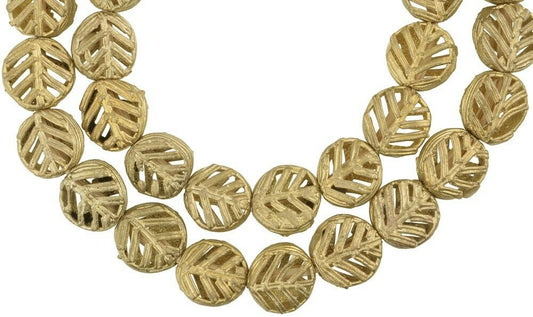 New "Feather" Tabular Brass Beads - Handmade By Ashanti Artisans - alternate view