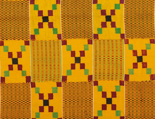 Handwoven Ashanti Kente Cloth Woman Size 74″×43″ Vintage Ghana