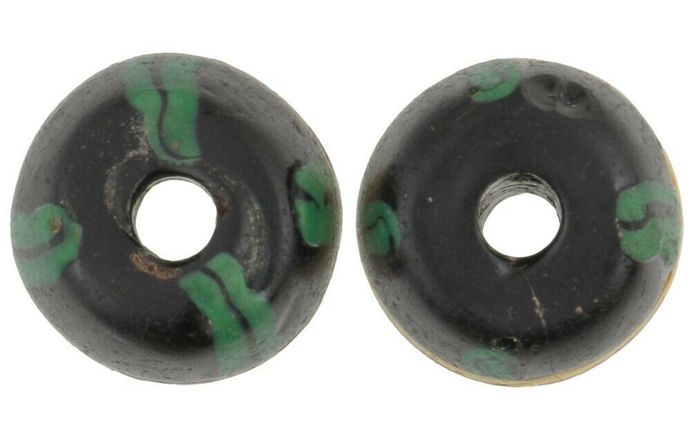 Antique Black French Cross Venetian Glass Trade Beads - alternate view