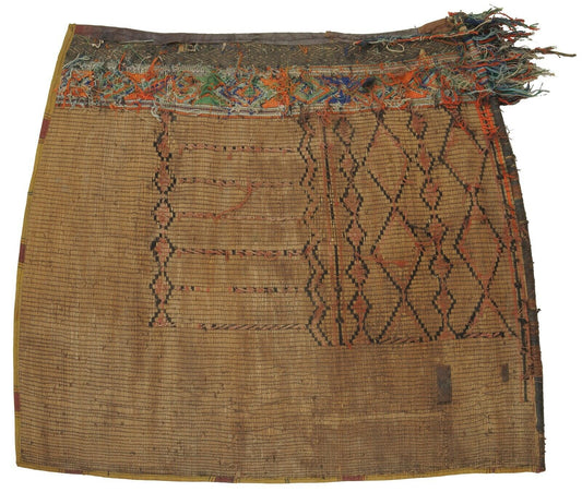 Authentic Tuareg Straw & Leather Mat – 118×103 cm Nomad Carpet