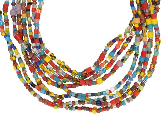 Tiny Old Venetian “Christmas” Waist Beads • 2–5 mm Drawn Seed Trade Beads