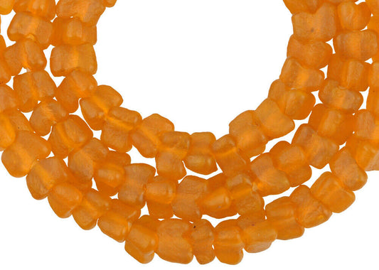 Stunning Translucent Orange Krobo Glass Beads - 20" Strand - alternate view