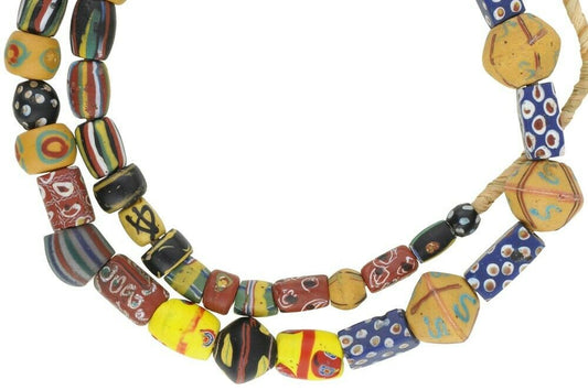 African Trade Beads Old Venetian Glass Lampwork Fancy Millefiori Chevron Tribal - alternate view
