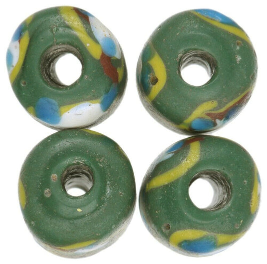 Antique Green Ghost Venetian Lampwork Beads - African Trade - alternate view