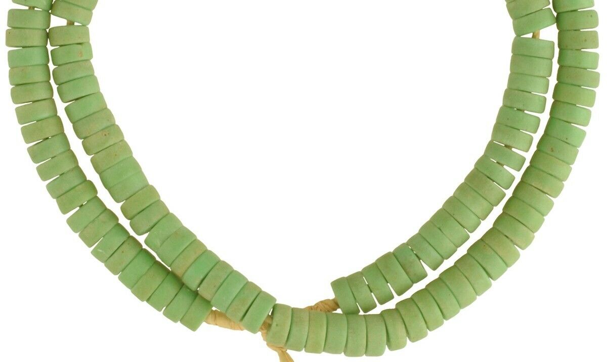 Old Bohemian Czech Disk Glass Trade Beads - 9Mm African Trade Beads - close-up