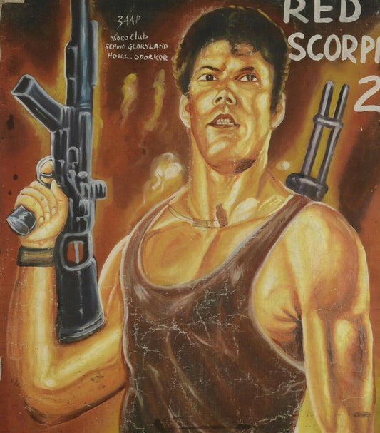 Red Scorpion 2: Vintage Ghanaian Hand-Painted Action Movie Poster - alternate view