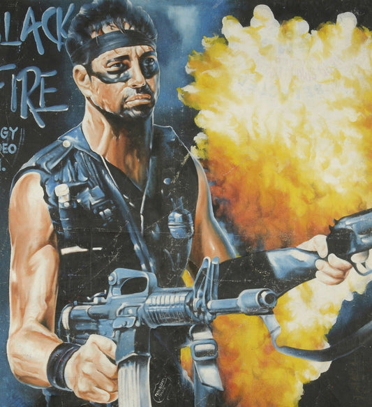Authentic "Black Fire" Ghanaian Hand-Painted Movie Poster - Collectible Art - alternate view