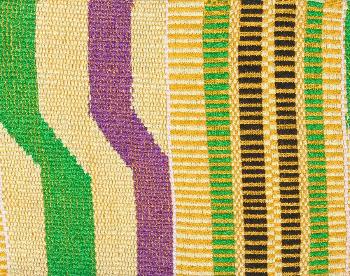 Handwoven Ghanaian Kente Stole - Authentic Kente Scarf 62” - alternate view