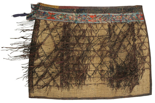 Authentic Tuareg Straw and Leather Mat – 120×94 cm Nomad Carpet