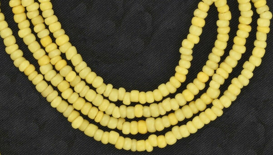 Old Venetian Tiny Yellow Seed Bead Strand • 3 mm Trade Beads Necklace