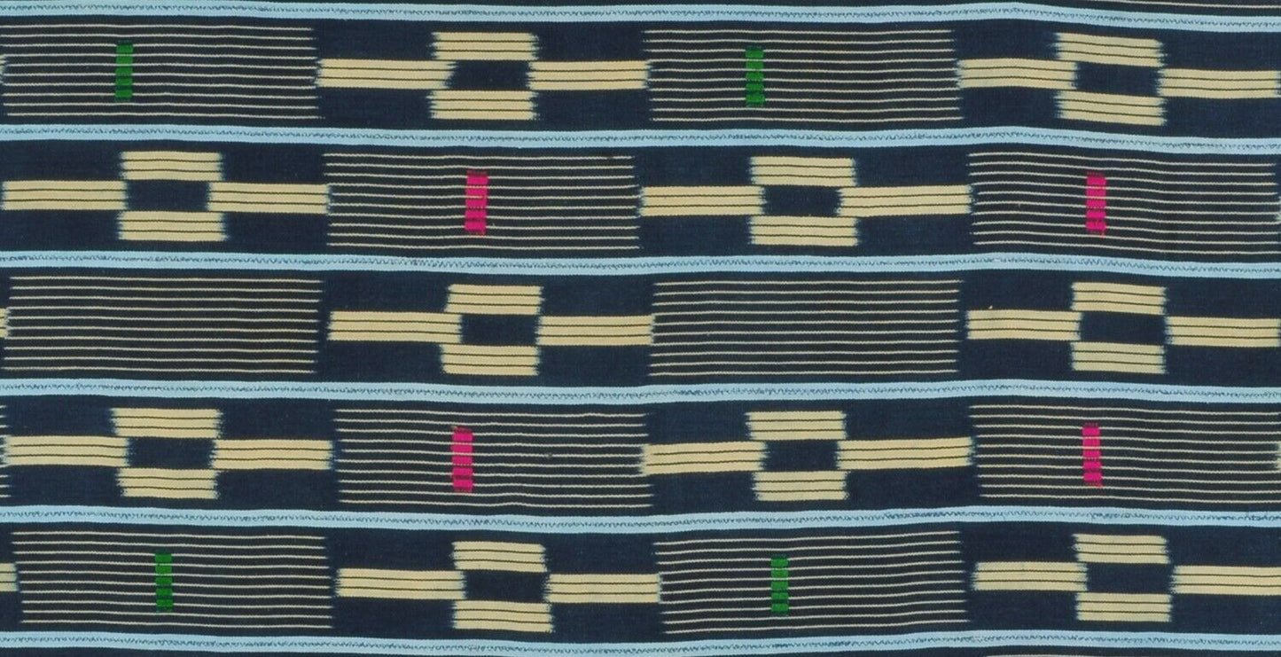 Handwoven Baule Cloth – Woman Size 59½″×32″ – Ivory Coast Vintage