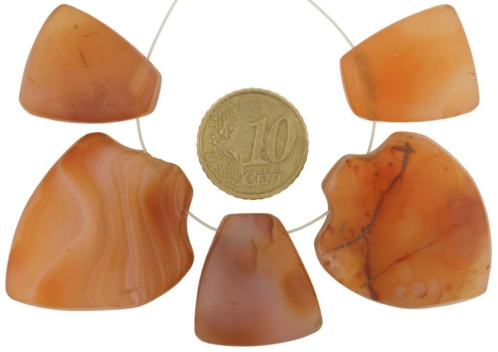 Antique Carnelian & Agate Trade Beads – Cambay India (5 pcs)
