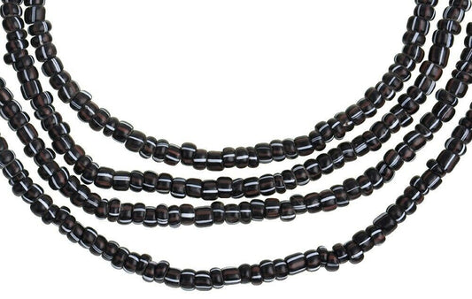 Old Tiny 2 mm Black Striped Venetian Seed Trade Beads Strand