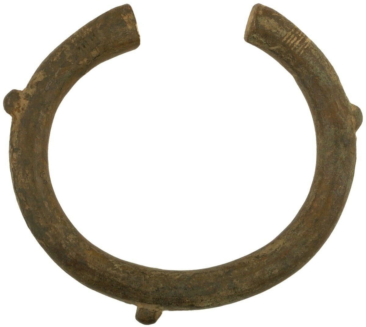 Antique Brass Bronze Bracelet Currency African Akan Ghana Burkina Faso - zoomed-in detail