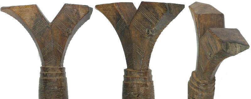 Vintage 1960s Tuareg Tent Posts – Hand‑Engraved Forked Wooden Pole