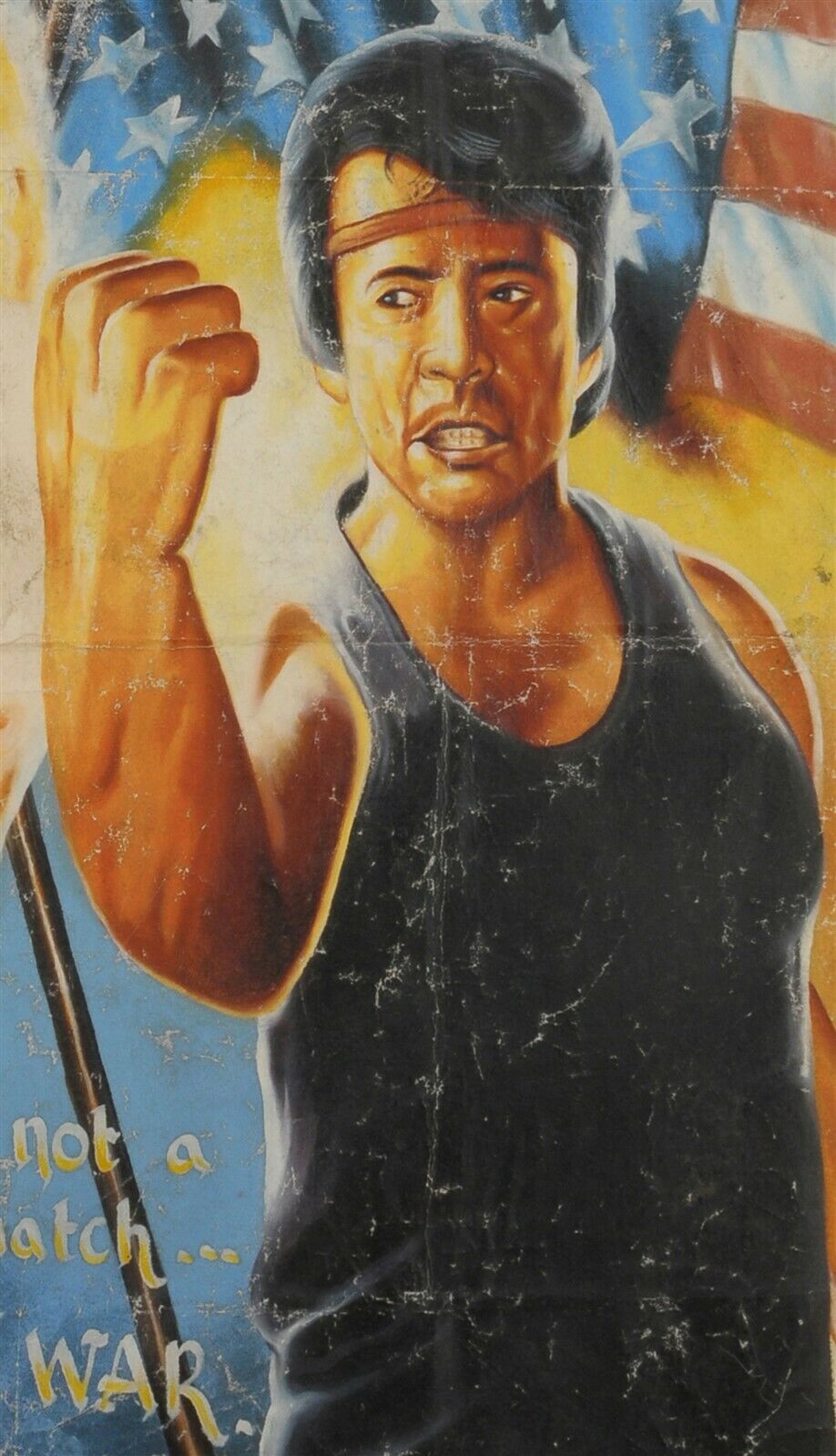 Authentic No Retreat No Surrender 2 Movie Poster - Hand Painted In Ghana - close-up