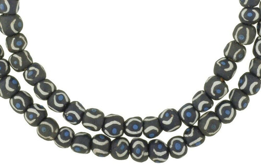 Handmade Fancy Powder Glass Beads From Ghana - 26" Strand - alternate view