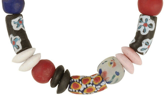 Handmade African Beaded Bracelet - Krobo Glass Trade Beads - alternate view